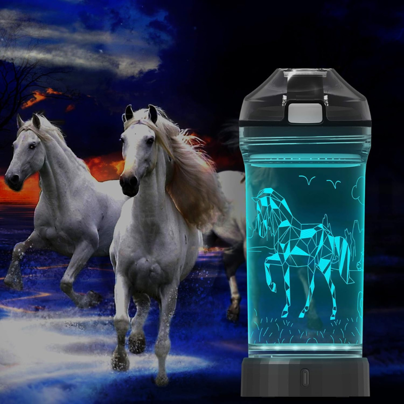 3D Glowing Horse Design LED Water Bottle-3D Optical Lamp