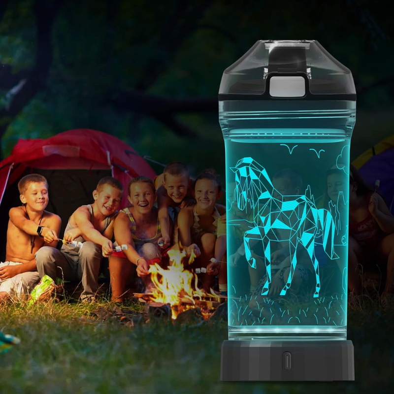 3D Glowing Horse Design LED Water Bottle-3D Optical Lamp