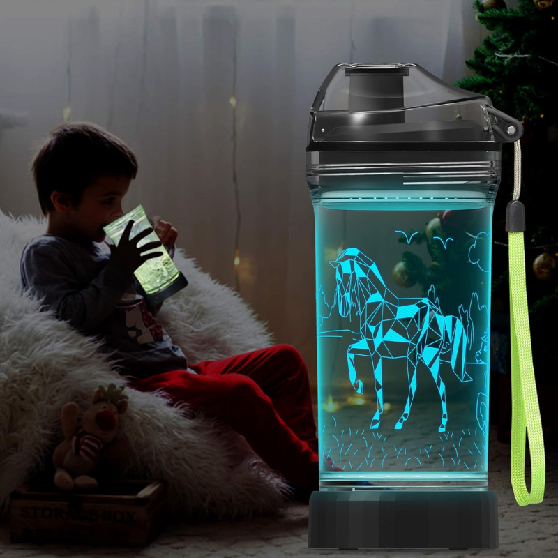 3D Glowing Horse Design LED Water Bottle-3D Optical Lamp