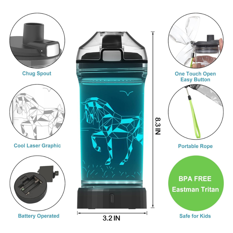 3D Glowing Horse Design LED Water Bottle-3D Optical Lamp