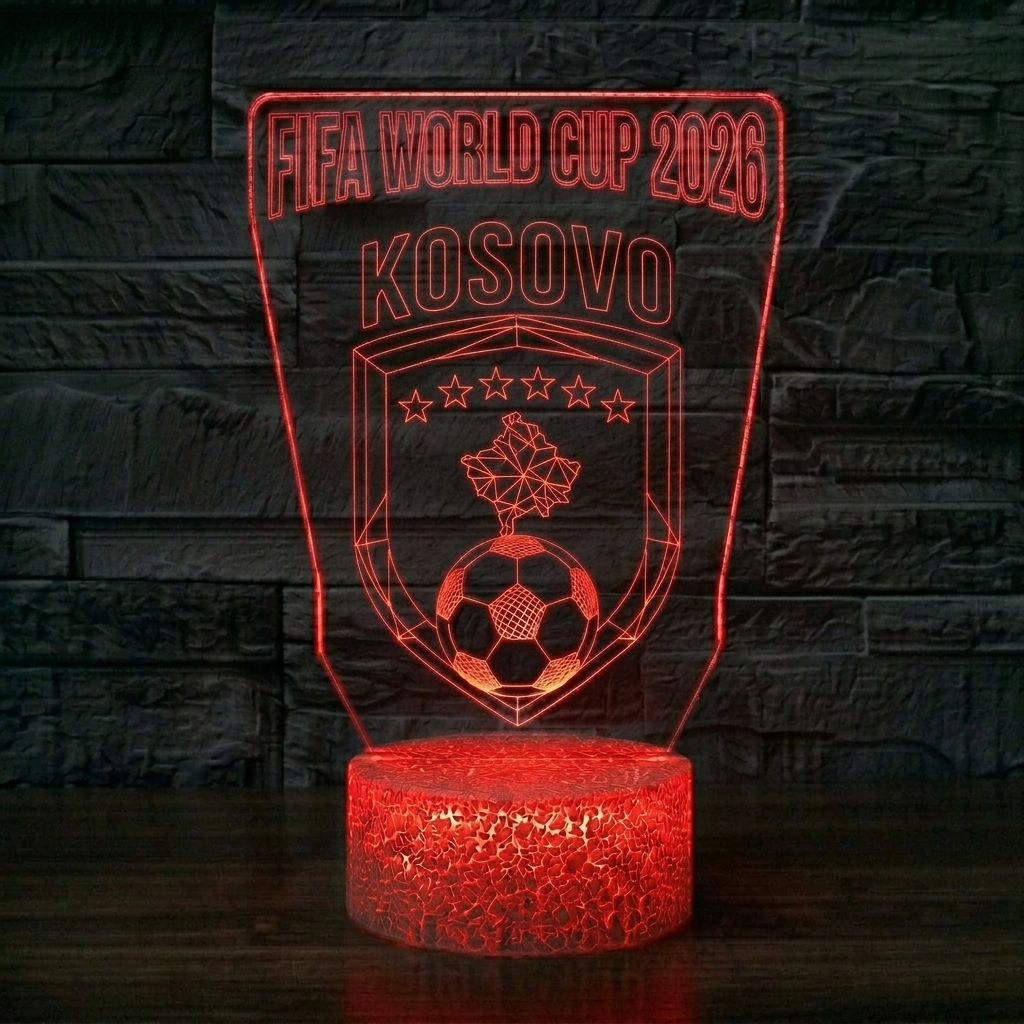 FIFA 2026 Kosovo Soccer Sports Themed 3D Optical Lamp