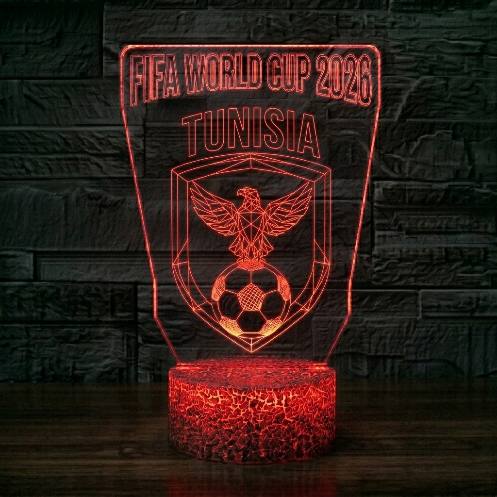 FIFA 2026 Tunisia Soccer Sports Themed 3D Optical Lamp