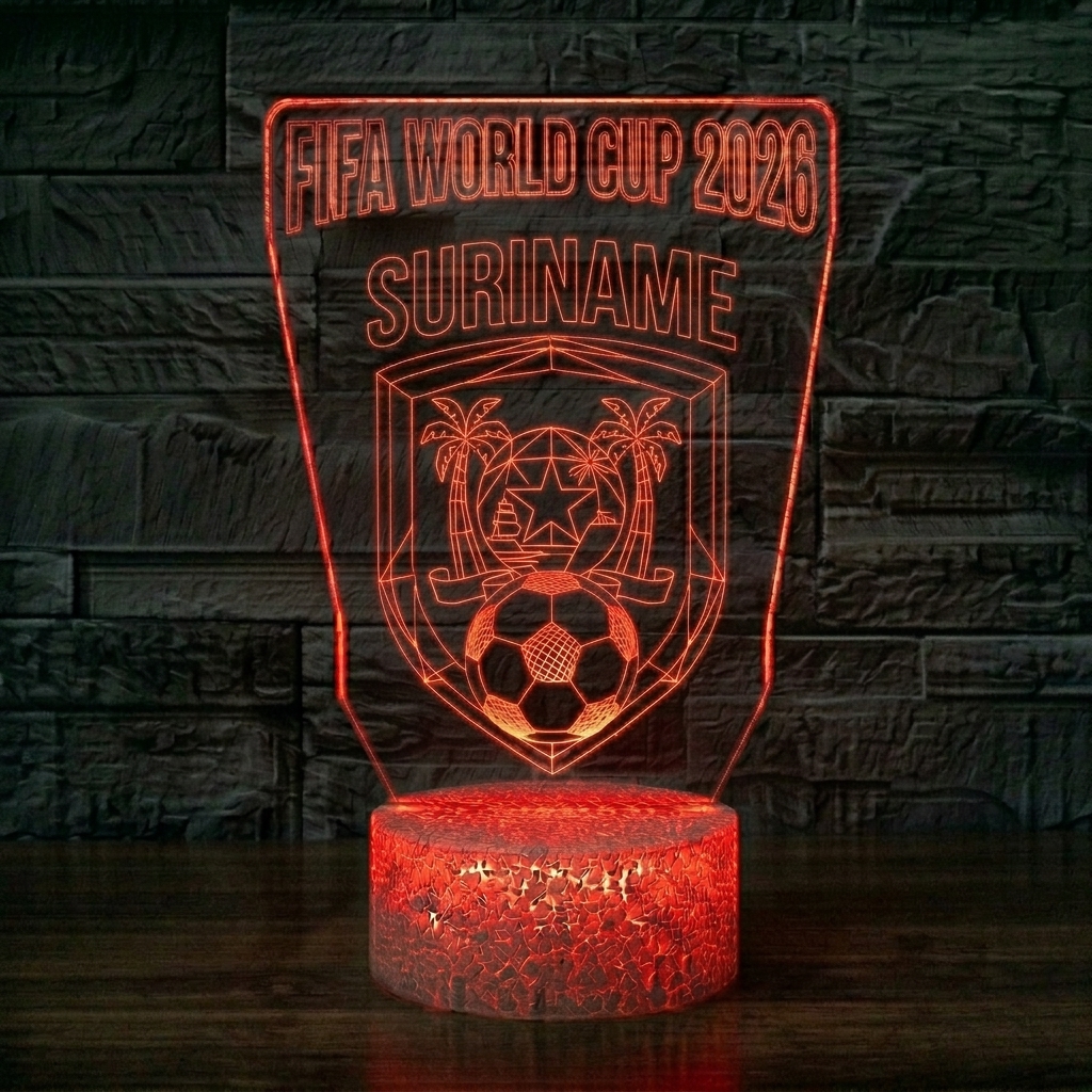 FIFA 2026 Suriname Soccer Sports Themed 3D Optical Lamp