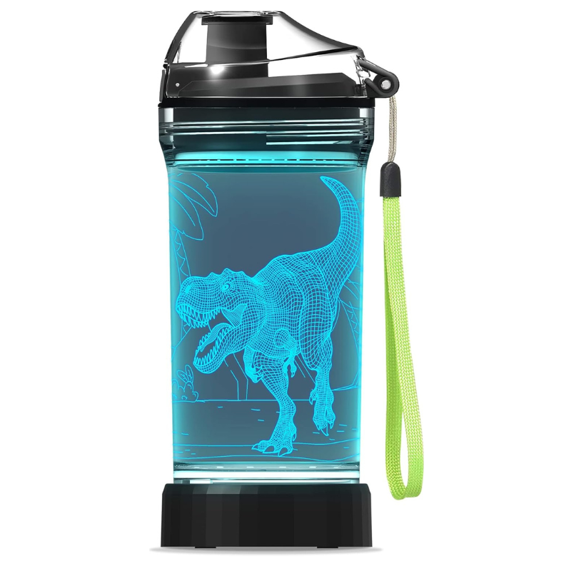 3D Glowing Dinosaur LED Water Bottle – Fun Stylish Hydration-3D Optical Lamp