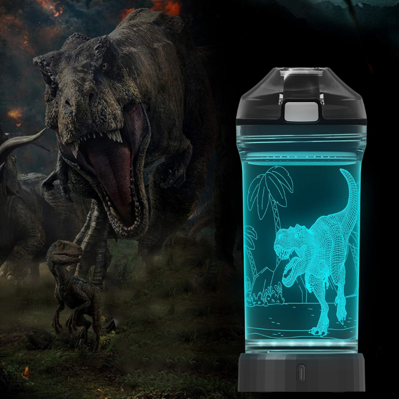 3D Glowing Dinosaur LED Water Bottle – Fun Stylish Hydration-3D Optical Lamp