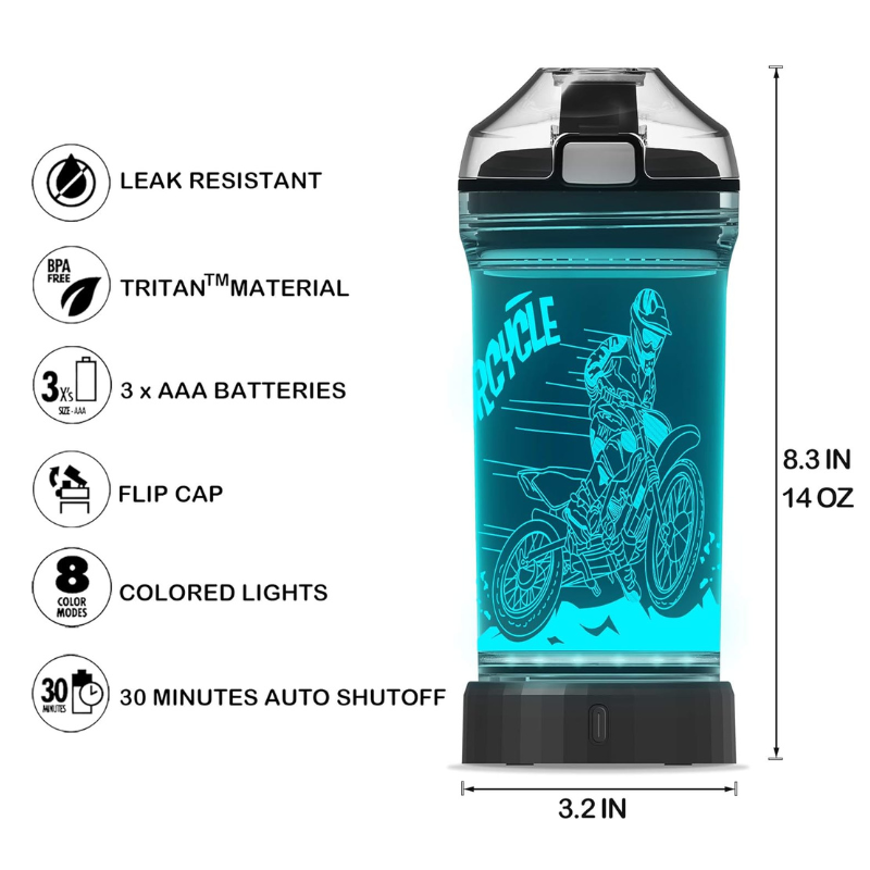 3D Glowing Dirt Bike Design LED Water Bottle-3D Optical Lamp