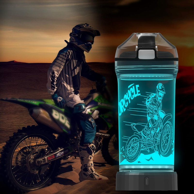 3D Glowing Dirt Bike Design LED Water Bottle-3D Optical Lamp