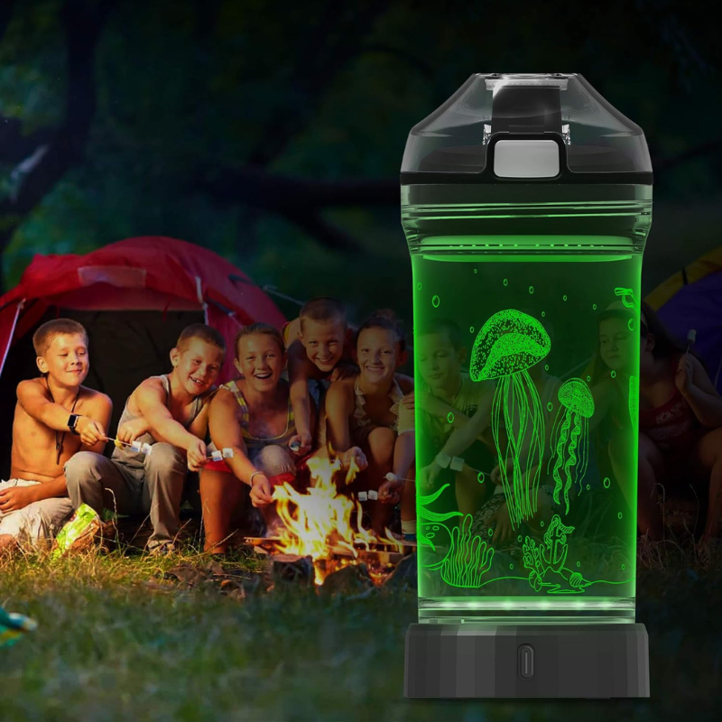 3D Glowing Jellyfish Design LED Water Bottle-3D Optical Lamp