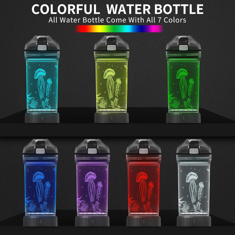 3D Glowing Jellyfish Design LED Water Bottle-3D Optical Lamp