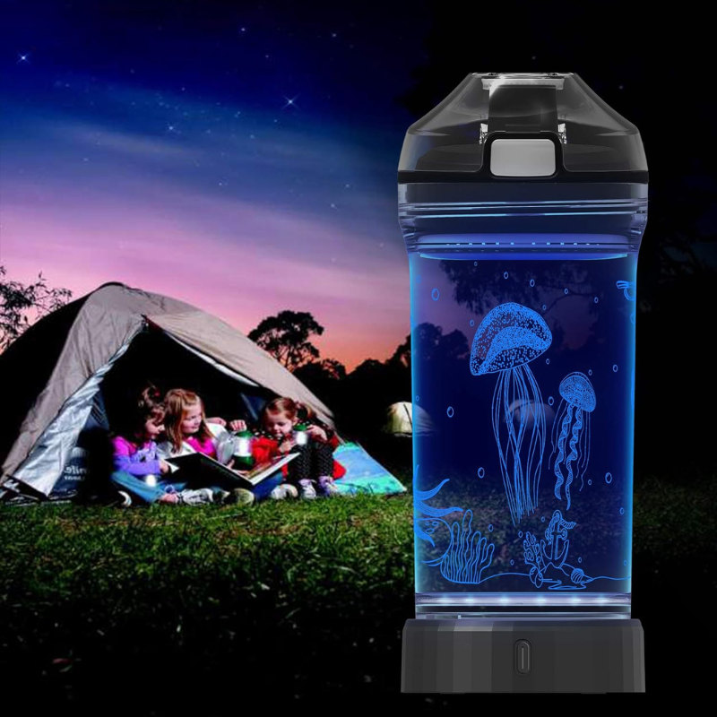 3D Glowing Jellyfish Design LED Water Bottle-3D Optical Lamp