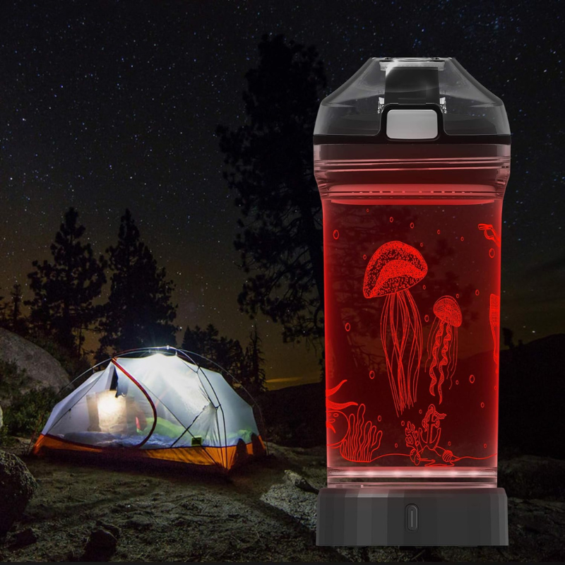 3D Glowing Jellyfish Design LED Water Bottle-3D Optical Lamp
