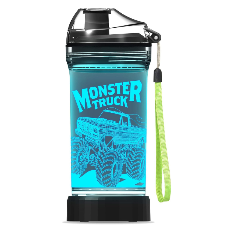 3D Glowing Monster Truck Design Adventure LED Water Bottle-3D Optical Lamp