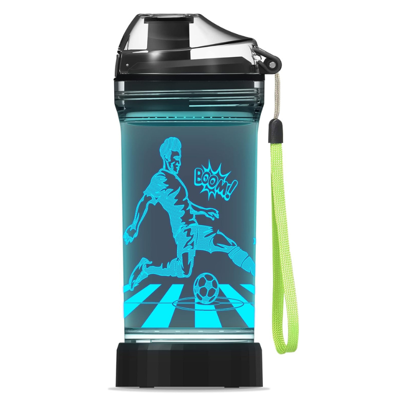 3D Glowing Soccer LED Water Bottle – Rechargeable Leak-Proof-3D Optical Lamp