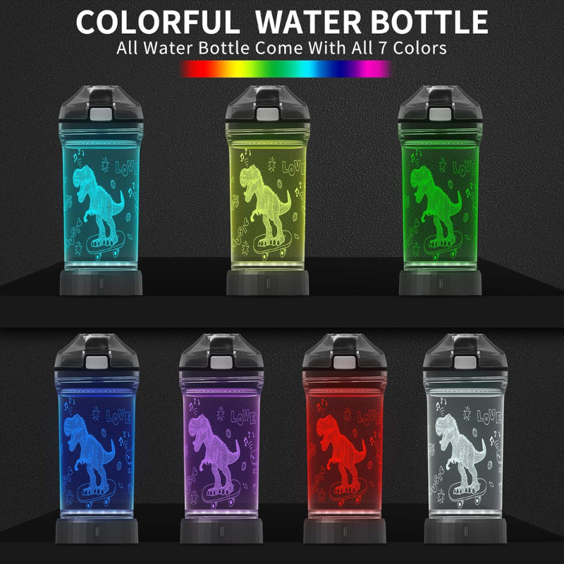 3D Glowing T Rex Design LED Water Bottle-3D Optical Lamp