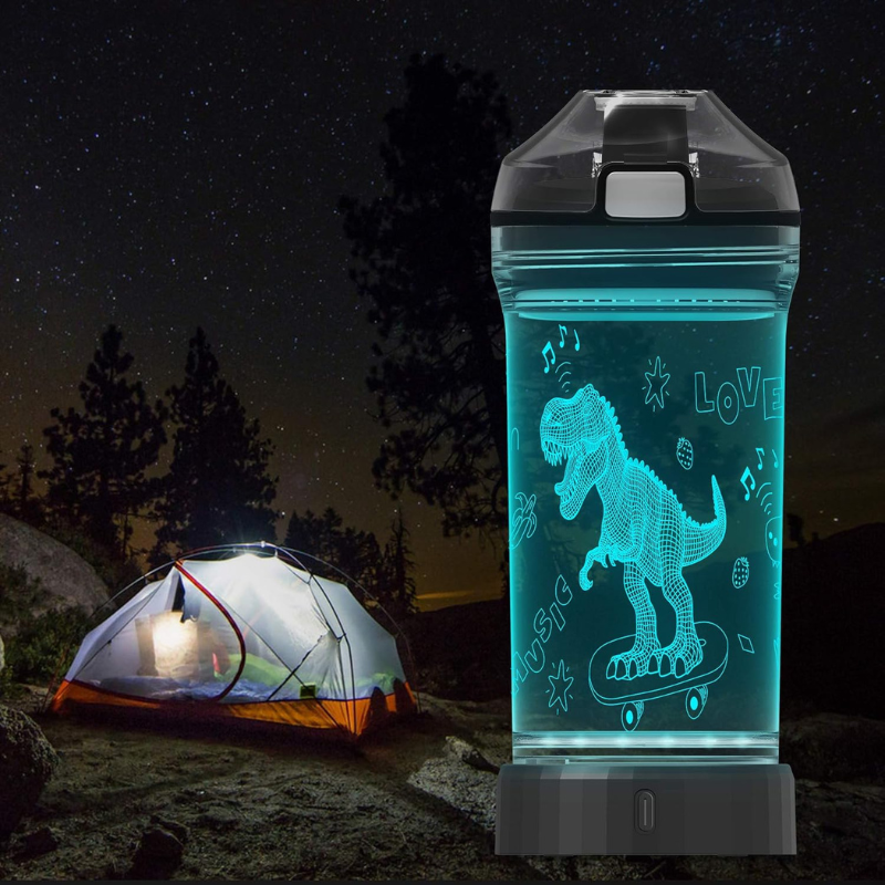 3D Glowing T Rex Design LED Water Bottle-3D Optical Lamp