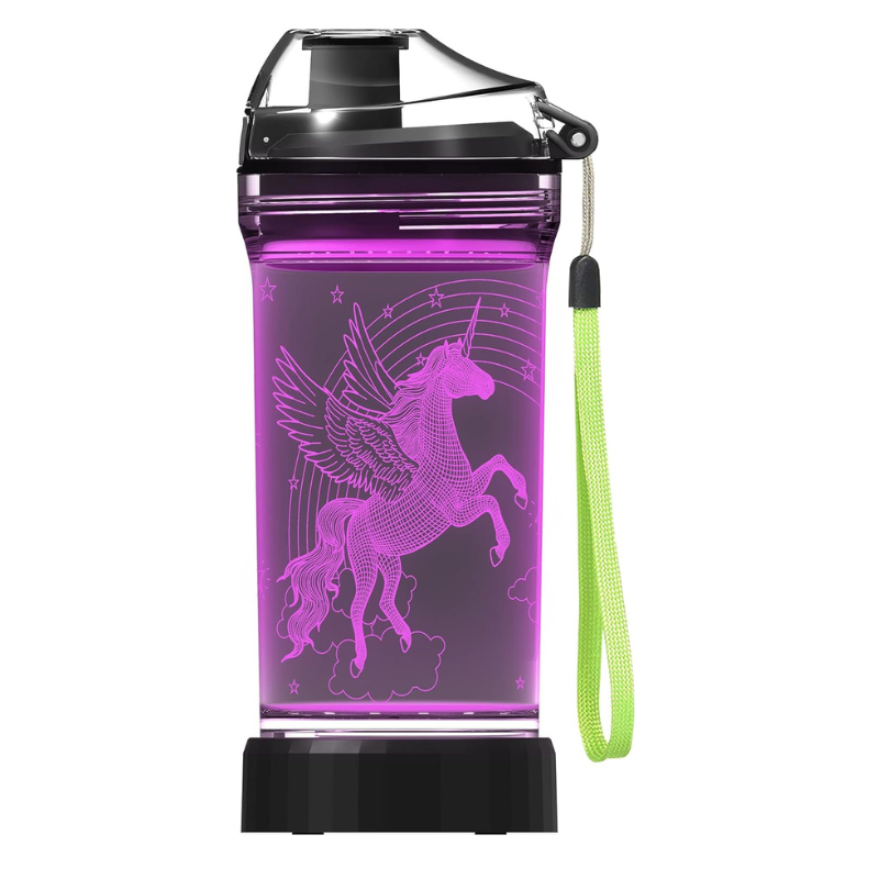 3D Glowing Unicorn Design LED Water Bottle-3D Optical Lamp