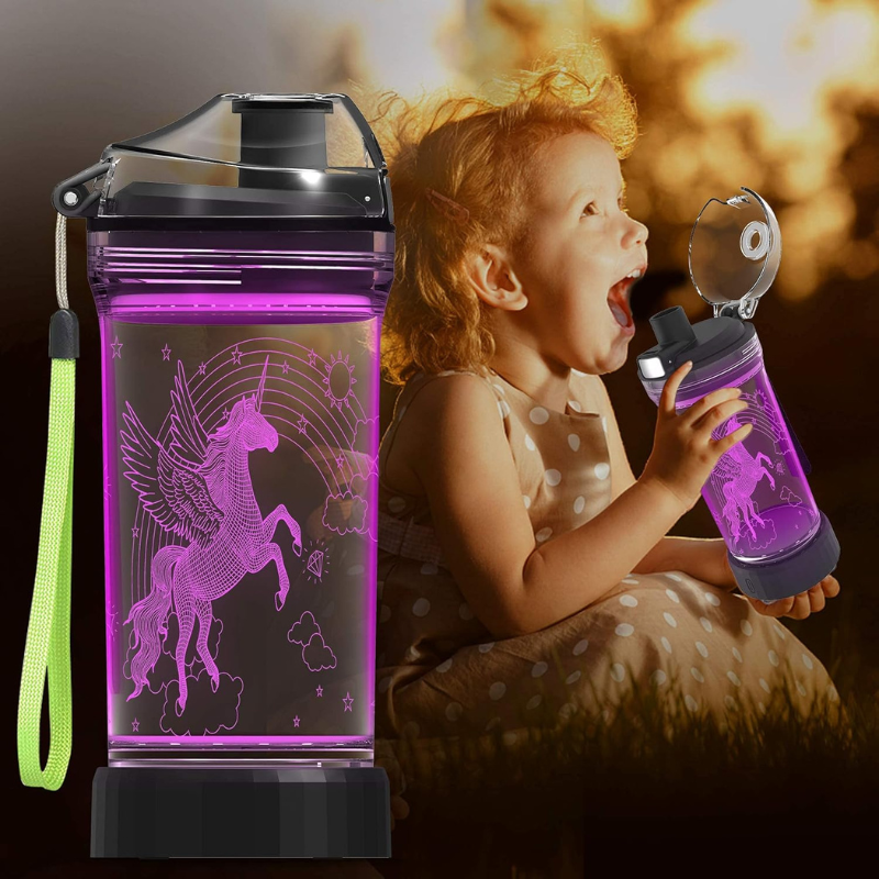 3D Glowing Unicorn Design LED Water Bottle-3D Optical Lamp