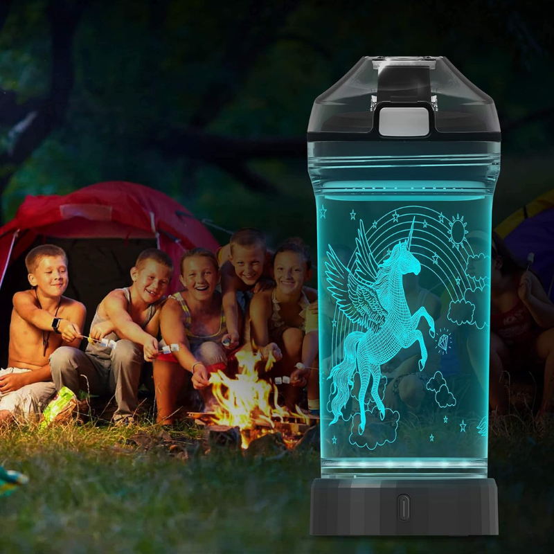 3D Glowing Unicorn Design LED Water Bottle-3D Optical Lamp