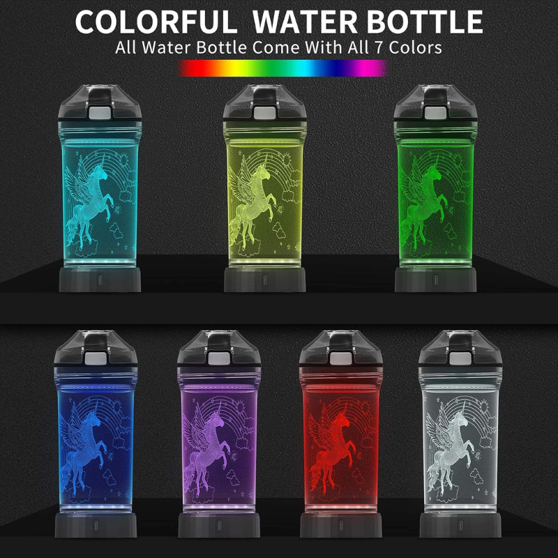 3D Glowing Unicorn Design LED Water Bottle-3D Optical Lamp