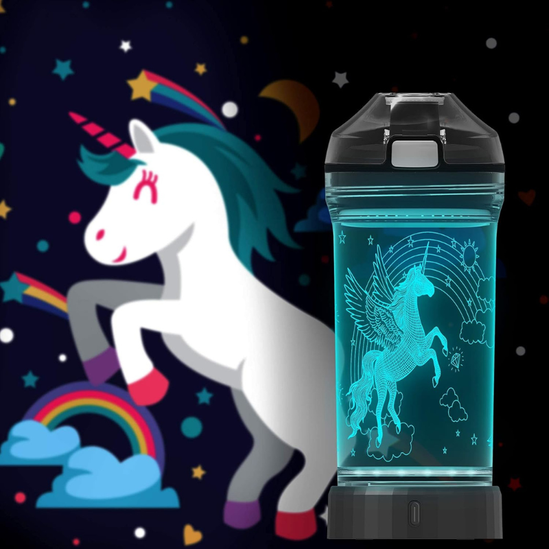 3D Glowing Unicorn Design LED Water Bottle-3D Optical Lamp