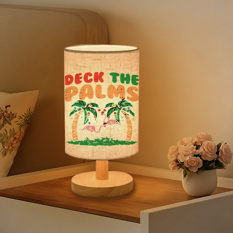 A Modern USB-powered Linen Table Lamp with Creative Pattern