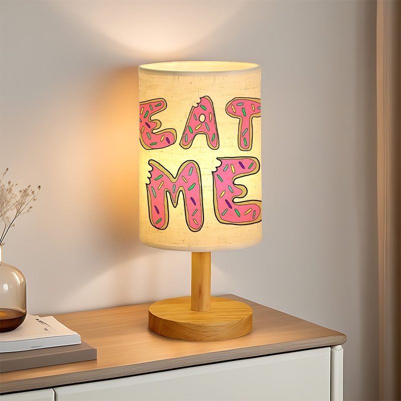 A Modern USB-powered Linen Table Lamp with Creative Patterns