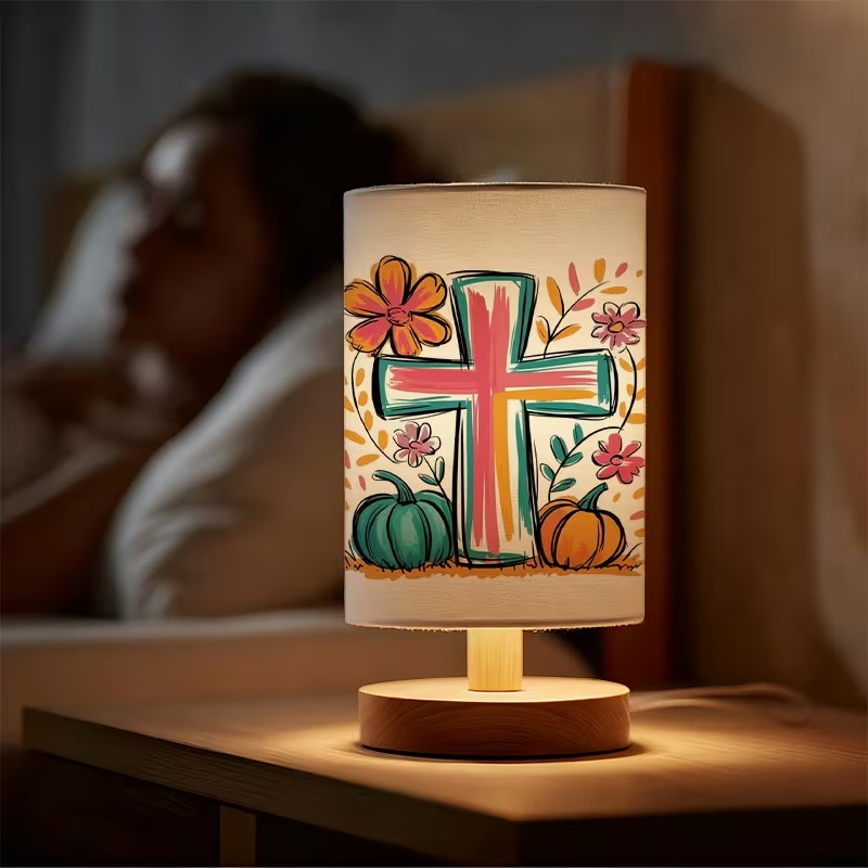 Cross Themed USB Powered Bedside Lamp