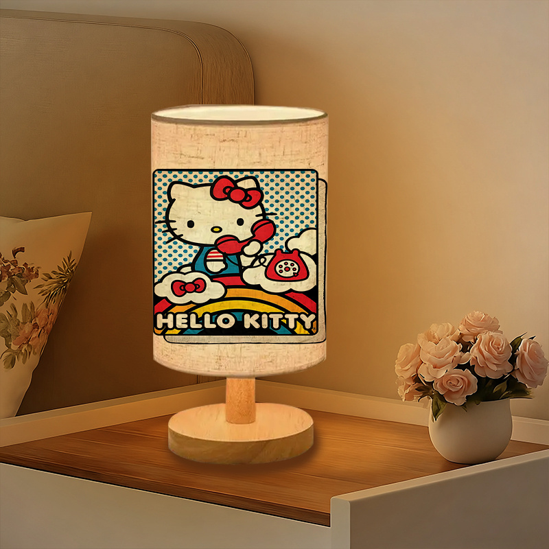 A modern Sanrio USB-powered linen lamp with a creative design, featuring Sanrio patterns