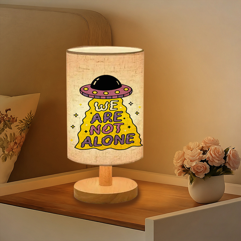 A Modern USB-powered Linen Table Lamp with Creative Patterns
