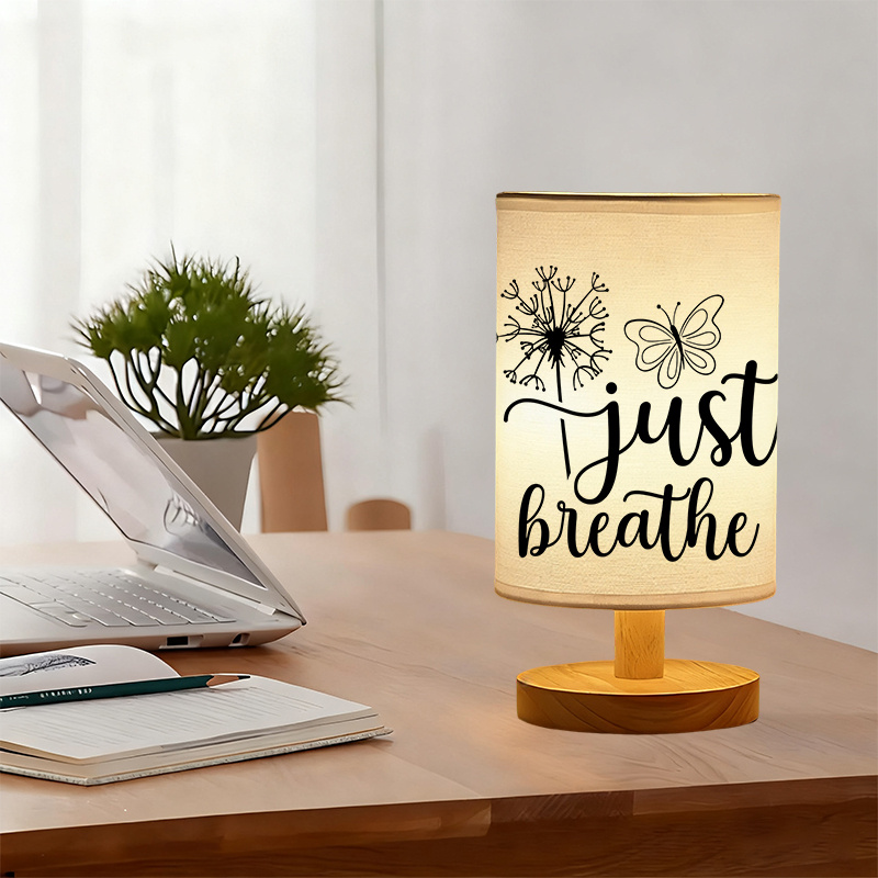 A Modern USB-powered Linen Table Lamp With Creative Patterns