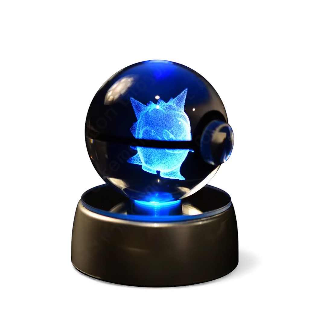 Pokemon Crystal Ball 3D Pikachu Mewtwo Mew Gengar Night Light Lamp 