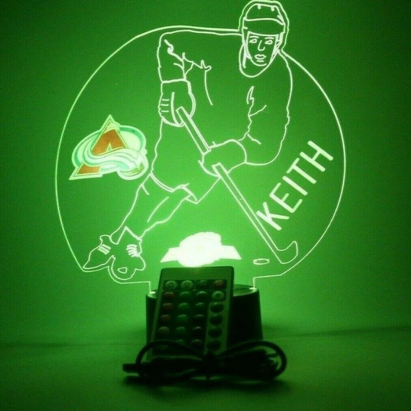 Personalized Colorado Avalanche NHL Hockey Player Sports Light Up Lamp 