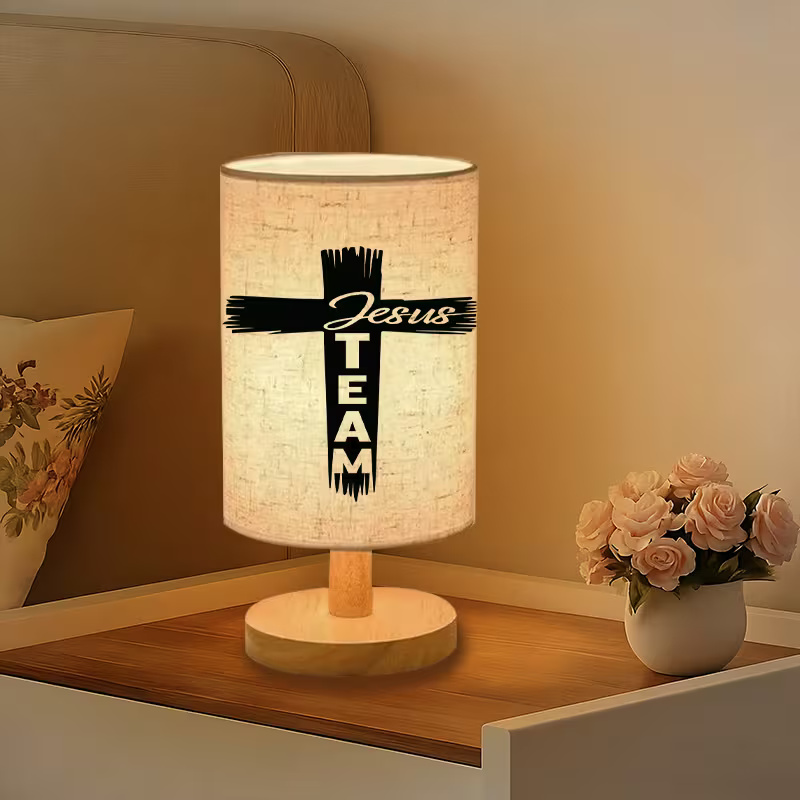 Modern USB-Powered Linen Table Lamp with Button-Controlled Lighting