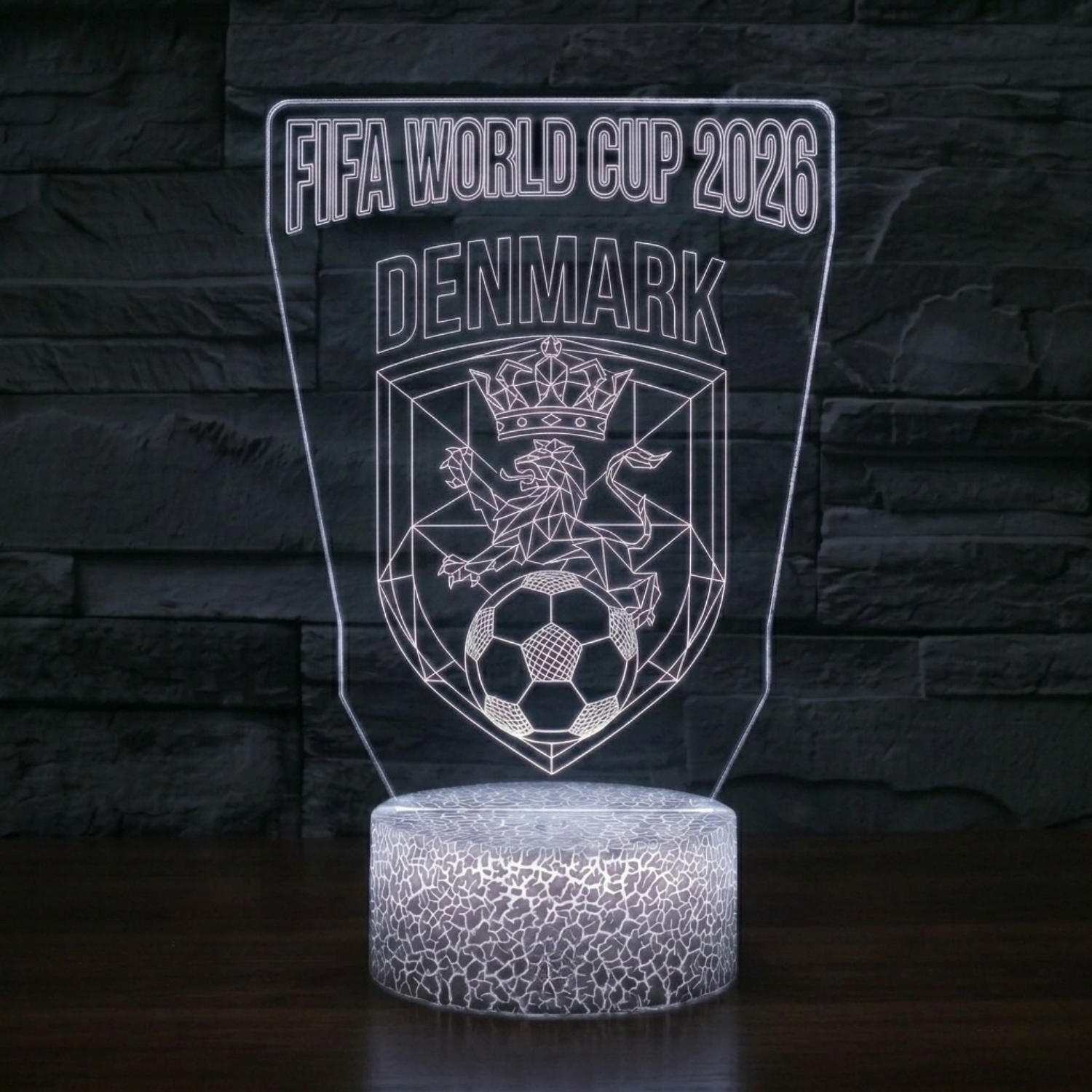 FIFA 2026 Denmark Soccer Sports Themed 3D Optical Lamp