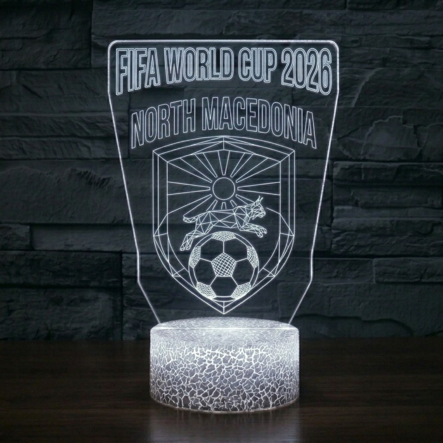 FIFA 2026 North Macedonia Soccer Sports Themed 3D Optical Lamp