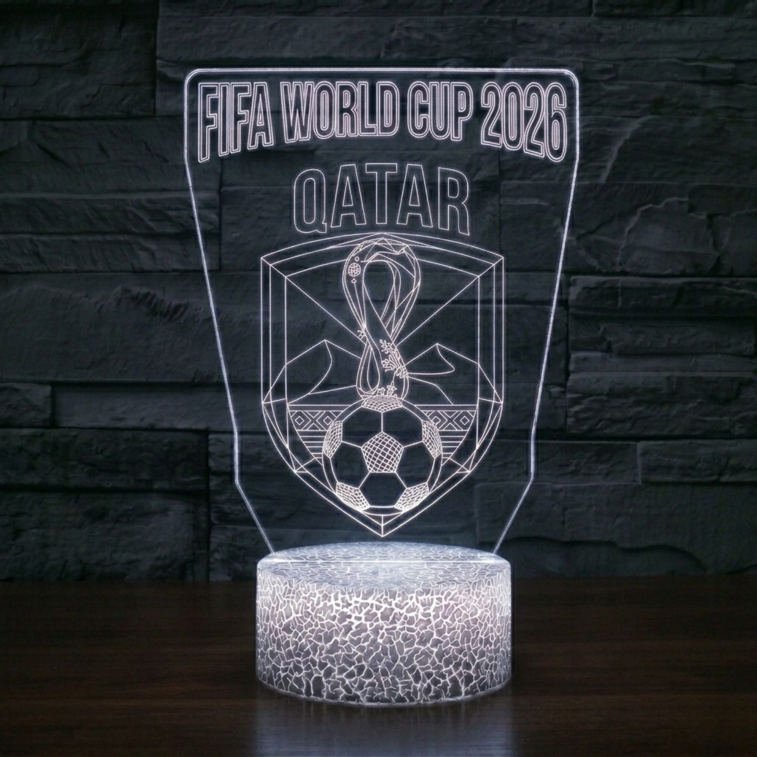 FIFA 2026 Qatar Soccer Sports Themed 3D Optical Lamp