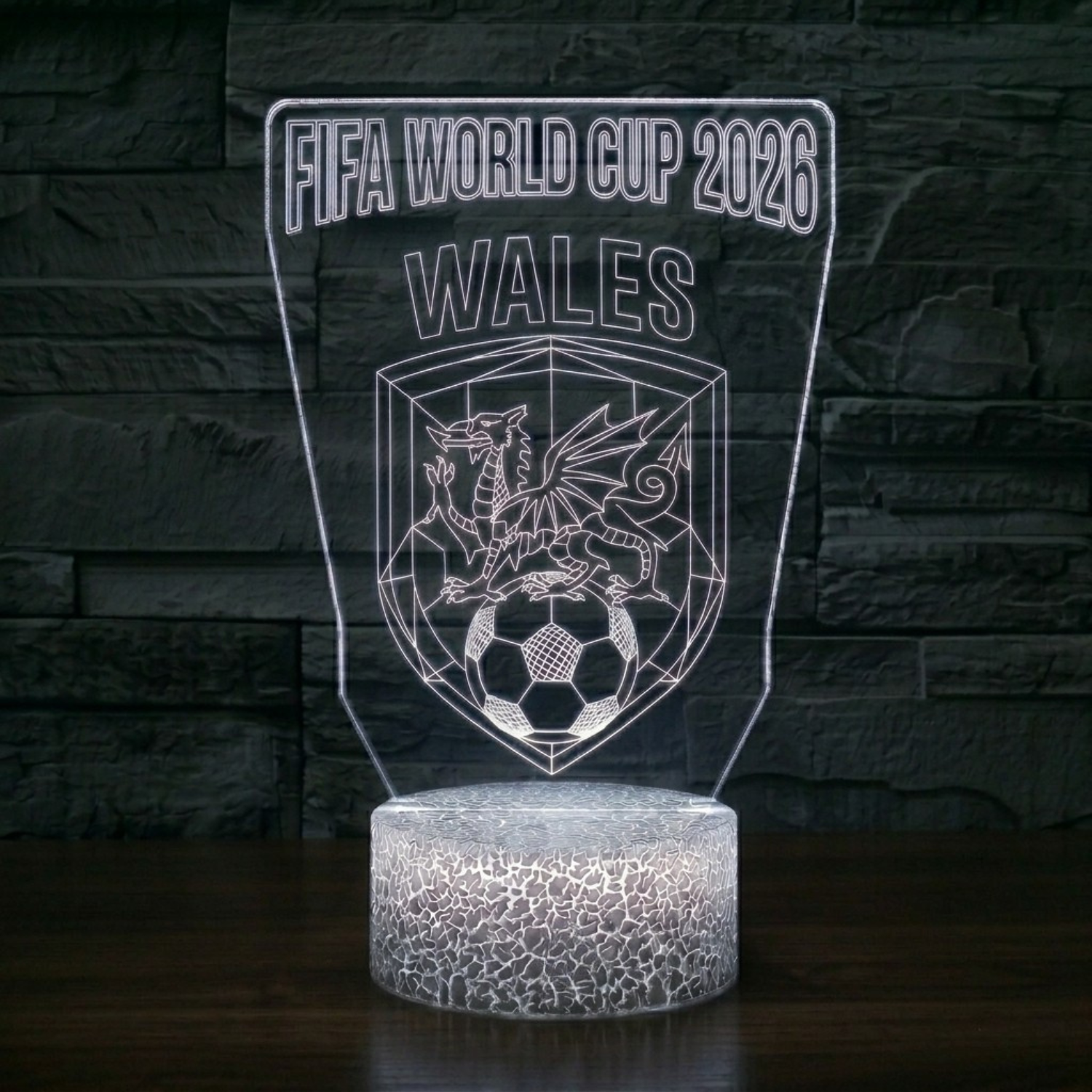 FIFA 2026 Wales Soccer Sports Themed 3D Optical Lamp