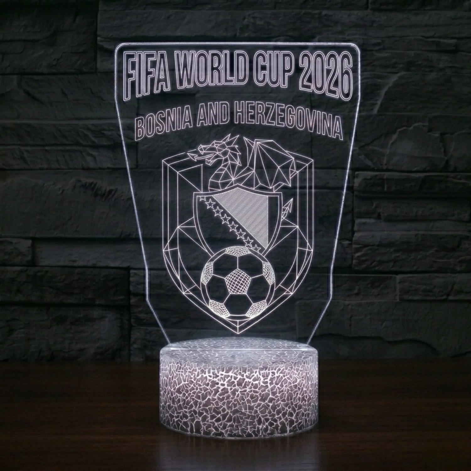 FIFA 2026 Bosnia and Herzegovina Soccer Sports Themed 3D Optical Lamp