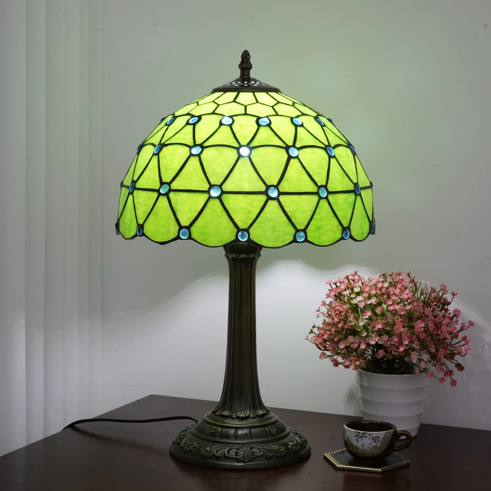 Christmas Table Lamp Stained Glass Bedside Table Lamp 