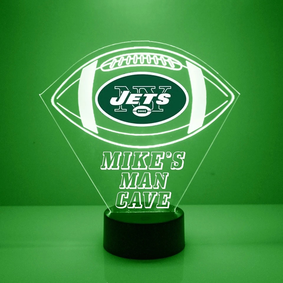 New York Jets Night Light, Football LED Sports Fan Lamp, Personalized FREE