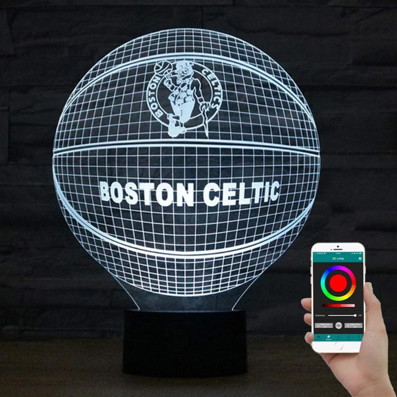 3D Optical Boston Celtic Basketball 9 Inch Lamp