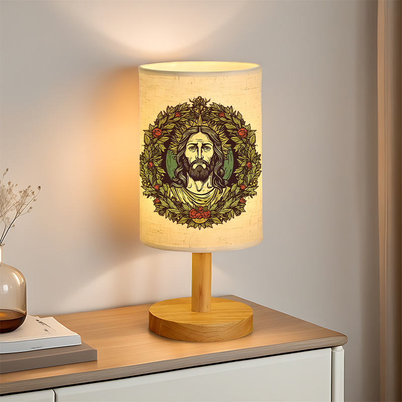 USB-Powered Linen Table Lamp with Floral Design Plug-in Bedside Lighting