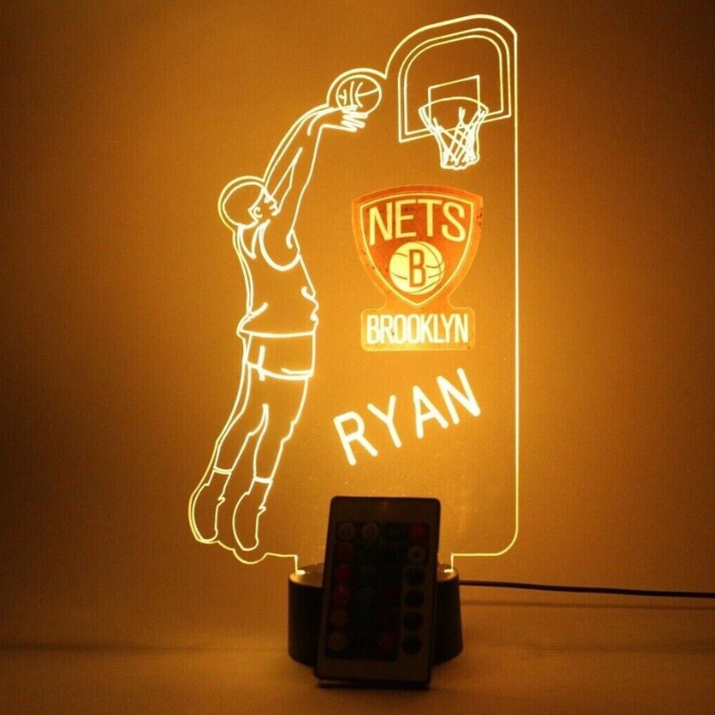 Personalized Brooklyn Nets NBA Basketball Player Sports Light Up Lamp