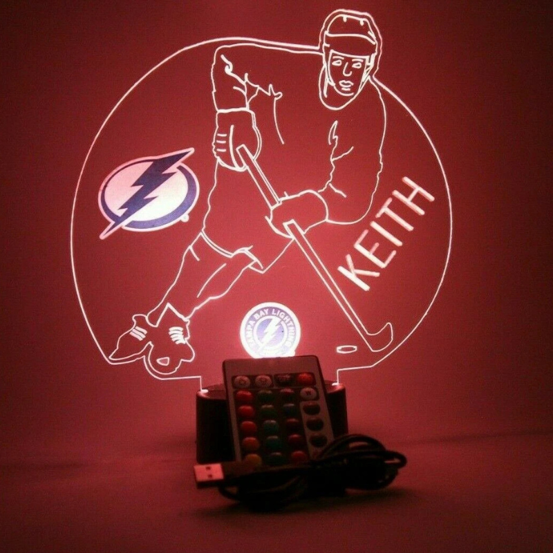 Personalized Tampa Bay Lightning NHL TB Hockey Player Fan Light Up Lamp LED 