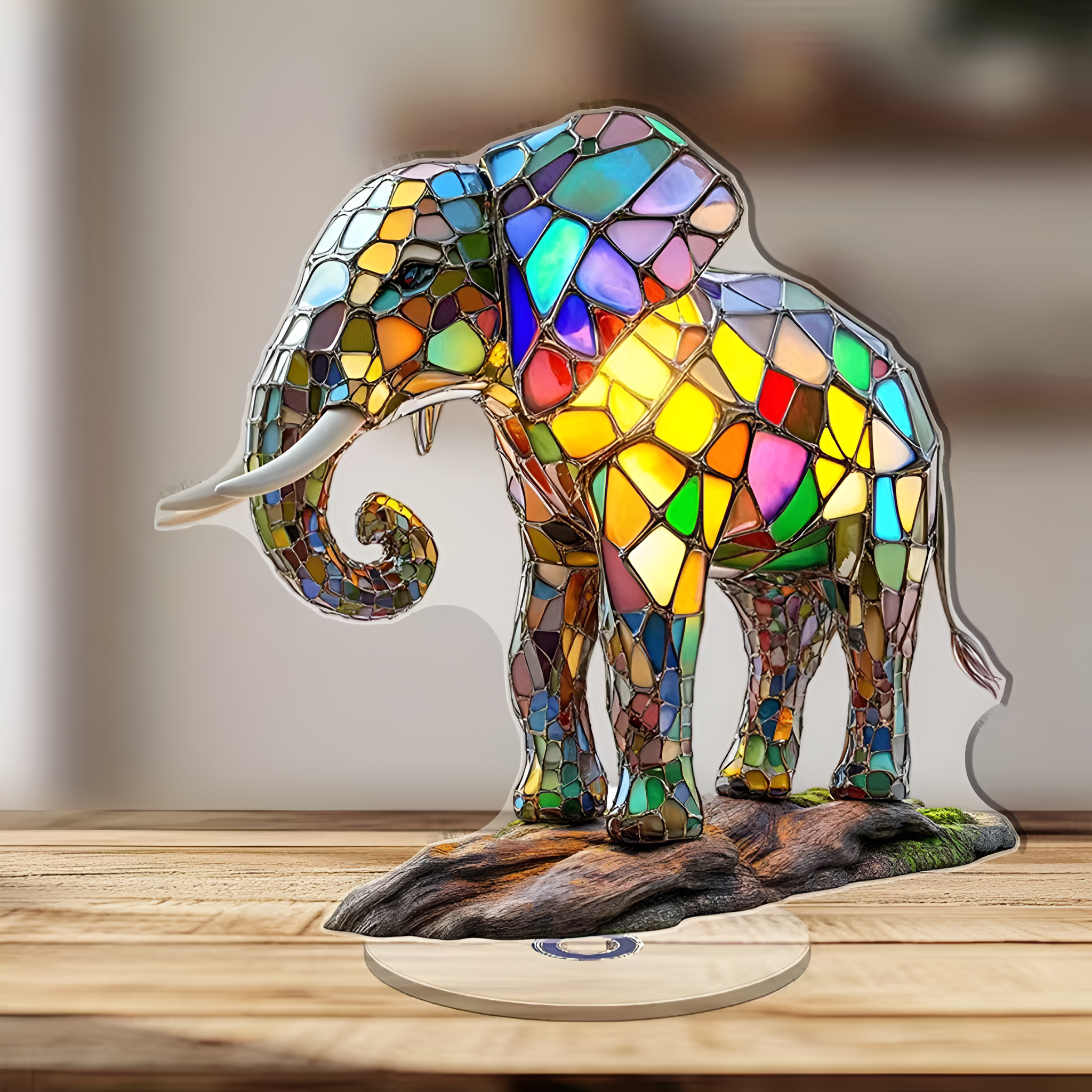 Rotating Acrylic Colorful Elephant Design Lamp For Decor