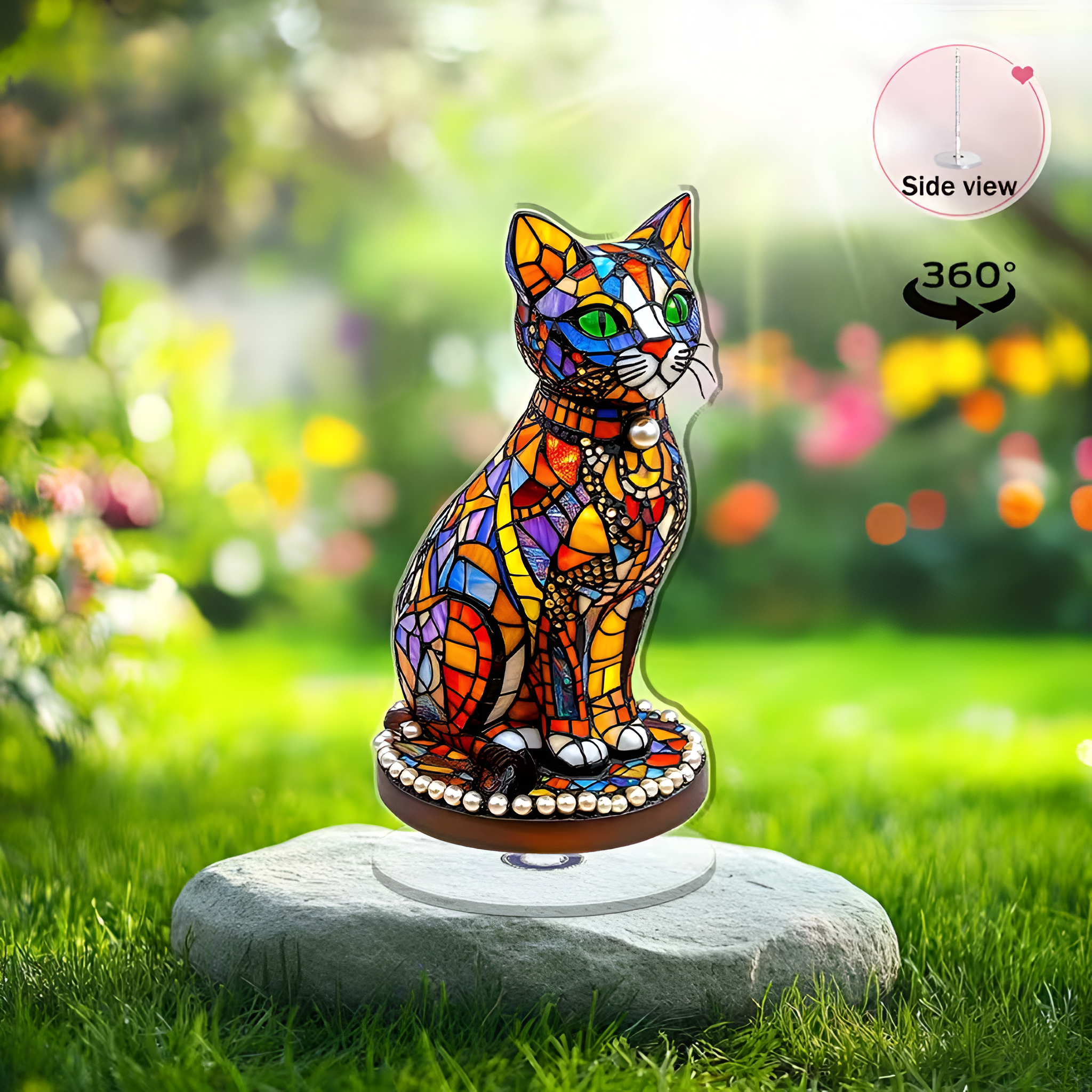 2D Flat Rotating Acrylic Cat Design Table Lamp