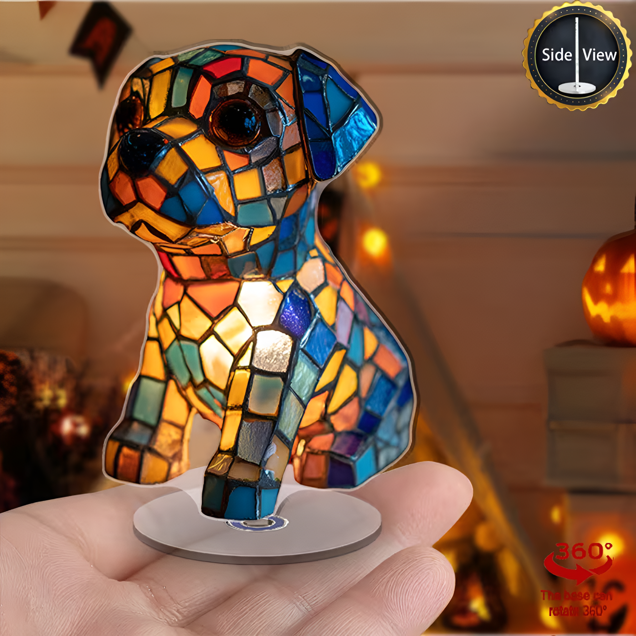 2D Flat Rotating Acrylic Dog Design Table Decor