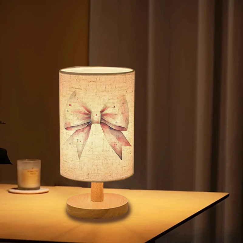 Modern Bedside Lamp with Dual-Sided Printed Shade - USB-Powered Table Light, Soft Lighting for Bedroom