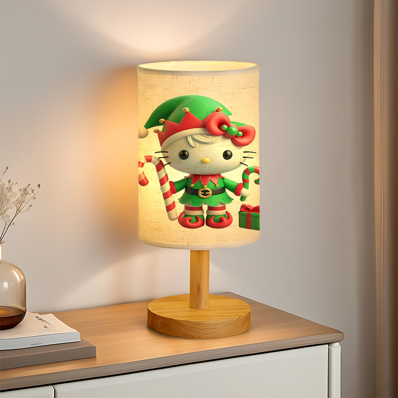 Modern Sanrio USB-powered linen lamp with a creative design, featuring Sanrio patterns