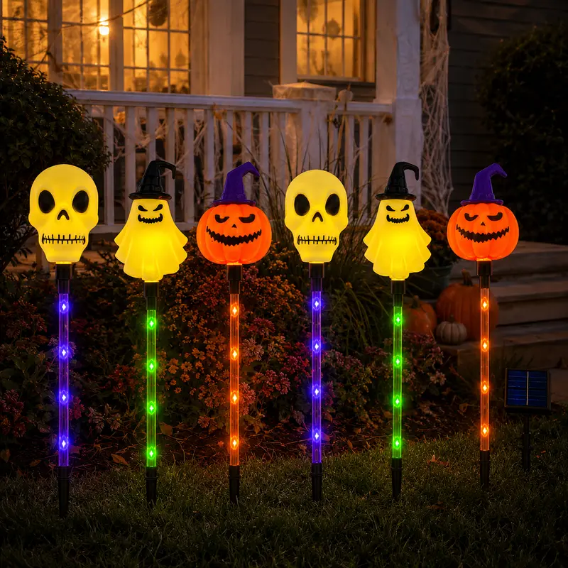 Pack Of 6 Waterproof Halloween Solar Path Lights Set